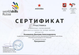 Сертификат World Skills